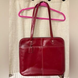 latico Cherry Red Leather Tote with Dual Straps